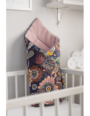 Paturica nou-nascut Sensillo Wafel Wrap Boho Roz 75x75