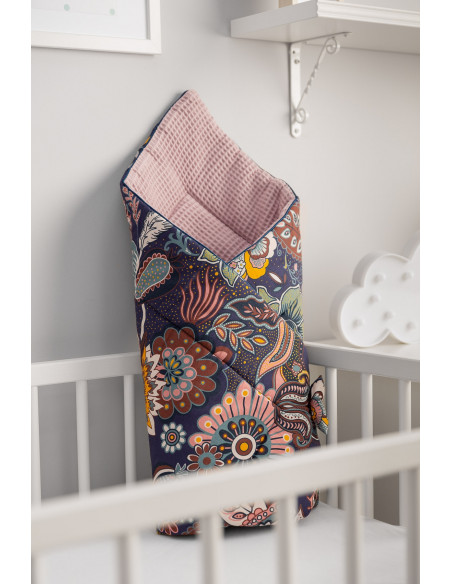 Paturica nou-nascut Sensillo Wafel Wrap Boho Roz 75x75