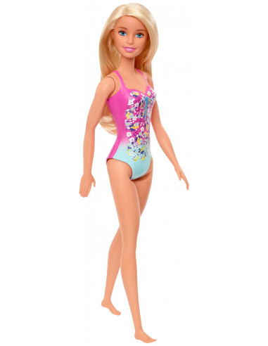 Papusa Barbie Blonda Cu Costum De Baie In Doua
