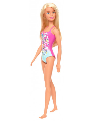 Papusa Barbie Blonda Cu Costum De Baie In Doua