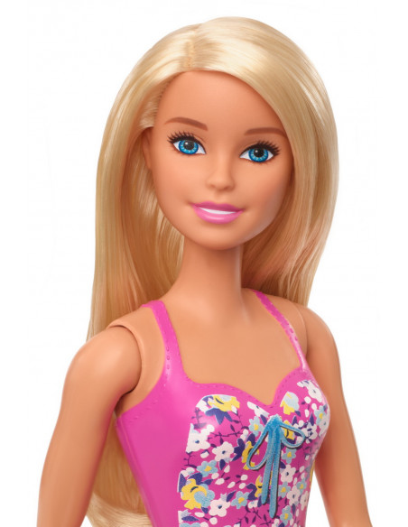 Papusa Barbie Blonda Cu Costum De Baie In Doua