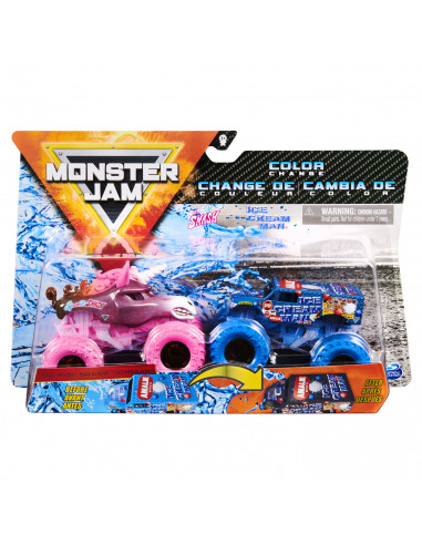 Monster Jam Set 2 Masinute Sparkle Smash Si Ice Cream Man Color