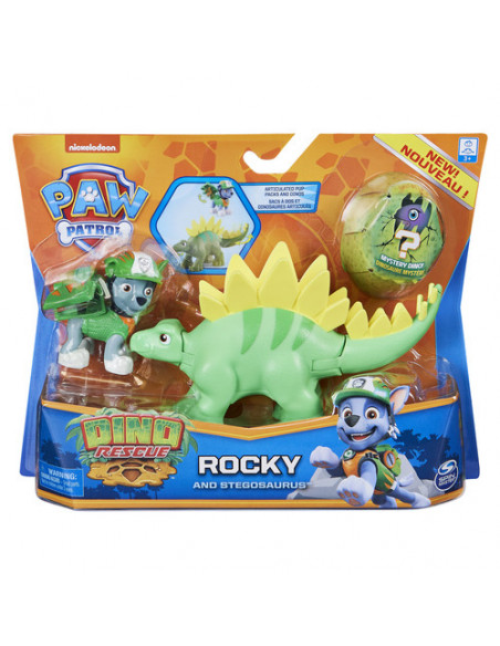 Patrula Catelusilor Set Figurina Catelus Rocky Si Dinozaur