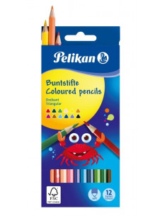 700115,Creioane Colorate Pelikan Sectiune Triunghiulara, Set 12 Culori