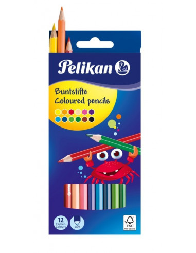 724005,Creioane Colorate Pelikan Lacuite, Set 12, Varf 30 mm