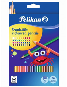 700139,Creioane Colorate Pelikan Lacuite, Set 36 Culori, Sectiune Hexagonala