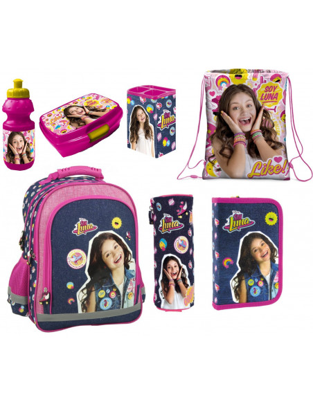 Set Scoala Soy Luna - Ghiozdan, Penar, Sac incaltaminte, Penar etui, Set sticla apa si cutie alimente, Suport instrumente de scr Set Scoala Soy Luna - Ghiozdan, Penar, Sac incaltaminte, Penar etui, Set sticla apa si cutie alimente, Suport instrumente de scr