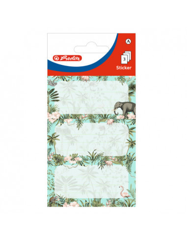50034314,Etichete scolare Herlitz, Motiv tropical, set 9 buc.