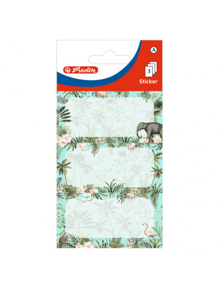 50034314,Etichete scolare Herlitz, Motiv tropical, set 9 buc.