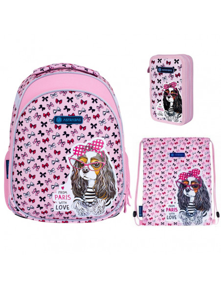 Set scoala Sweet Dog with Bows - Ghiozdan scoala, Penar