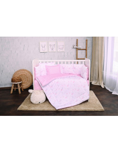 Set lenjerie 8 piese cu protectii laterale, Pink Moons &