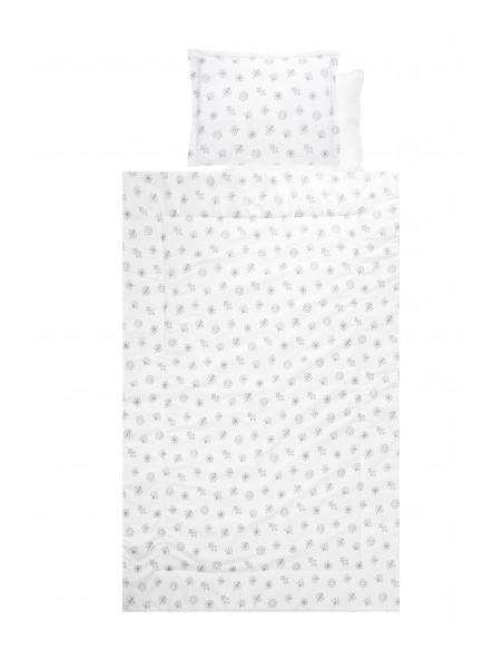 Set lenjerie pat 4 piese, bumbac ranforce, Abstract Leaves Grey