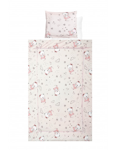 Set lenjerie pat 4 piese, bumbac ranforce, Pink Ballerina