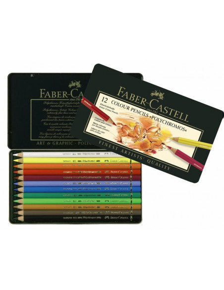 FC110012,Creioane Colorate Faber-Castell Polychromos, 12 Culori, Cutie Metal