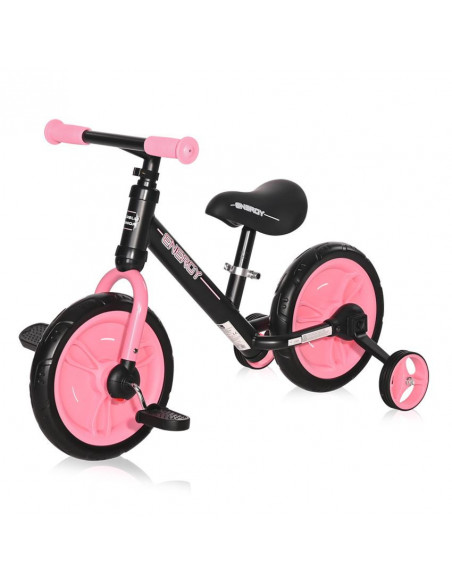 Bicicleta Energy, cu pedale si roti ajutatoare, Black &