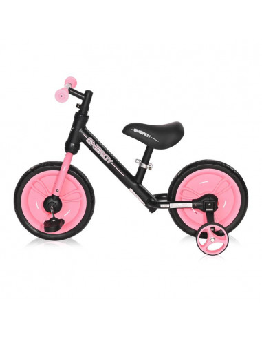 Bicicleta Energy, cu pedale si roti ajutatoare, Black &