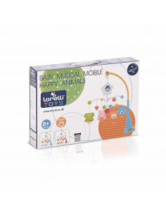 Carusel muzical pentru pat cu proiectie Happy Animals 2