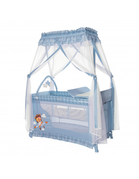 Patut pliabil stil baldachin Magic Sleep, cu accesorii, Blue