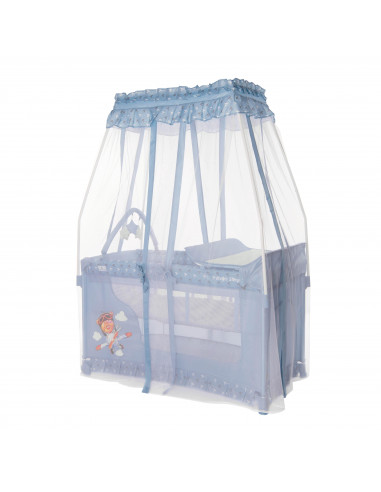 Patut pliabil stil baldachin Magic Sleep, cu accesorii, Blue