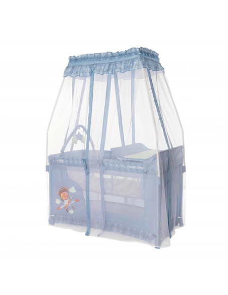 Patut pliabil stil baldachin Magic Sleep, cu accesorii, Blue