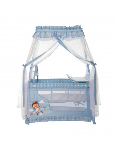 Patut pliabil stil baldachin Magic Sleep, cu accesorii, Blue