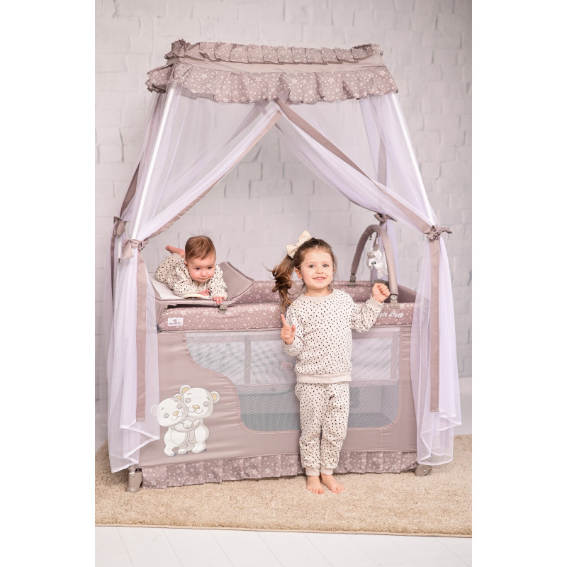 Patut pliabil stil baldachin Magic Sleep, cu accesorii, Blue