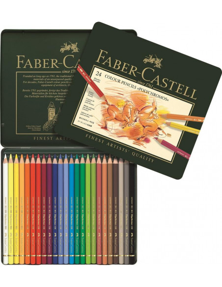 FC110024,Creioane Colorate Faber-Castell Polychromos, 24 Culori, Cutie Metal FC110024,Creioane Colorate Faber-Castell Polychromos, 24 Culori, Cutie Metal