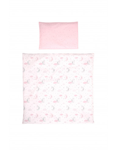 Set lenjerie pat 5 piese, bumbac ranforce, Eva, Pink Moons &