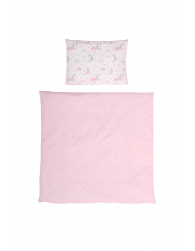 Set lenjerie pat 5 piese, bumbac ranforce, Eva, Pink Moons &