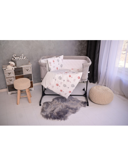 Set lenjerie pat 5 piese, bumbac ranforce, Eva, Pink Moons &