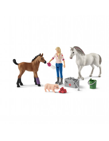 SCHLEICH Veterinarul Viziteaza Iapa si Manzul,SL42486