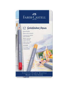 FC114612,Creioane Colorate Faber-Castell Aquarelle Goldfaber, 12 Culori, Cutie Metal