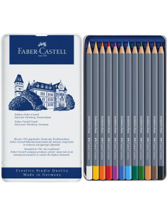 FC114612,Creioane Colorate Faber-Castell Aquarelle Goldfaber, 12 Culori, Cutie Metal 2
