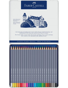 FC114624,Creioane Colorate Faber-Castell Aquarelle Goldfaber, 24 Culori, Cutie Metal 2