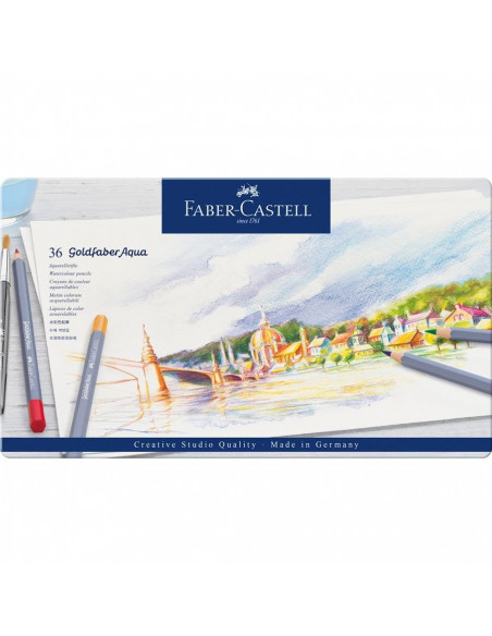 FC114636,Creioane Colorate Faber-Castell Aquarelle Goldfaber, 36 Culori, Cutie Metal