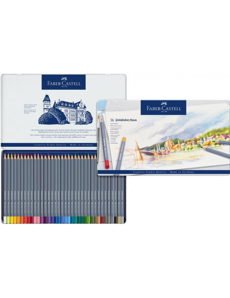 FC114636,Creioane Colorate Faber-Castell Aquarelle Goldfaber, 36 Culori, Cutie Metal