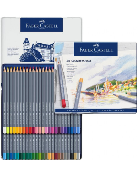 FC114648,Creioane Colorate Faber-Castell Aquarelle Goldfaber, 48 Culori, Cutie Metal
