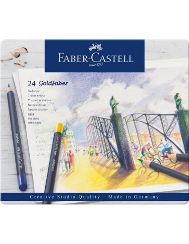 FC114724,Creioane Colorate Faber-Castell Goldfaber, 24 Culori, Cutie Metal