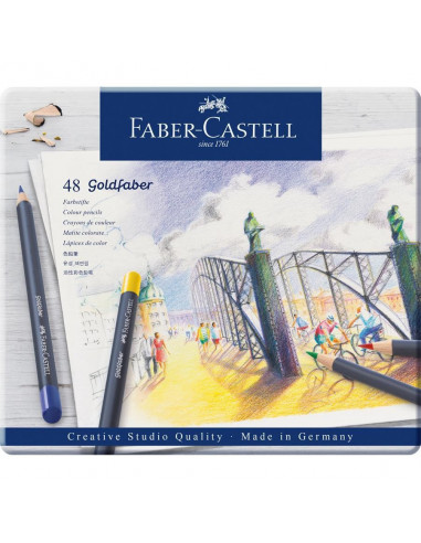 FC114748,Creioane Colorate Faber-Castell Goldfaber, 48 Culori, Cutie Metal