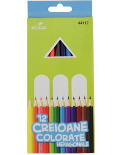 Creioane colorate Ecada, mari, 12 Culori