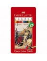 FC115844,Creioane Colorate Faber-Castell, Cutie Metal, 12 culori
