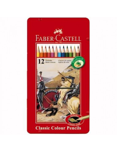 FC115845,Creioane Colorate Faber-Castell, Cutie Metal, 24 culori