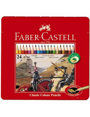 FC115845,Creioane Colorate Faber-Castell, Cutie Metal, 24 culori