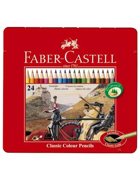 FC115845,Creioane Colorate Faber-Castell, Cutie Metal, 24 culori