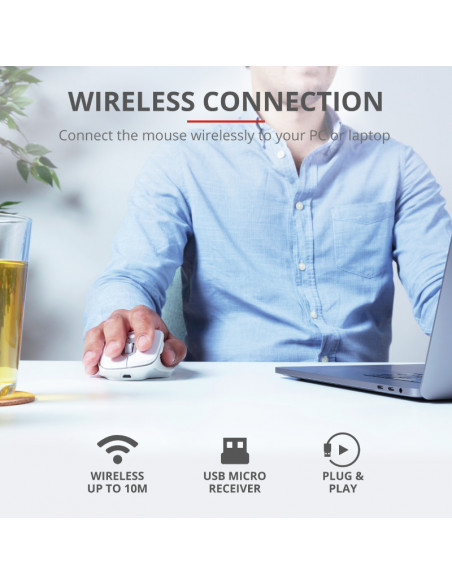 Mouse Trust Ozaa, Rechargeable Wireless, alb,TR-24035