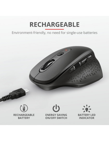 Mouse Trust Ozaa, Rechargeable Wireless, negru,TR-23812