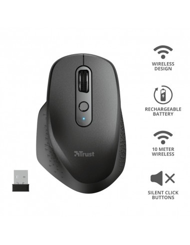 Mouse Trust Ozaa, Rechargeable Wireless, negru,TR-23812
