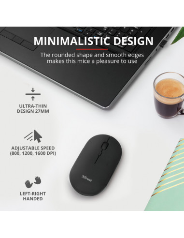 Mouse Trust Puck, Rechargeable Bluetooth, negru,TR-24059