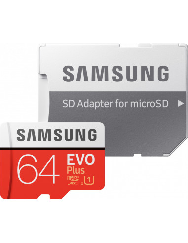 Card de memorie MicroSD SDXC Samsung EVO Plus, 64GB, Adaptor