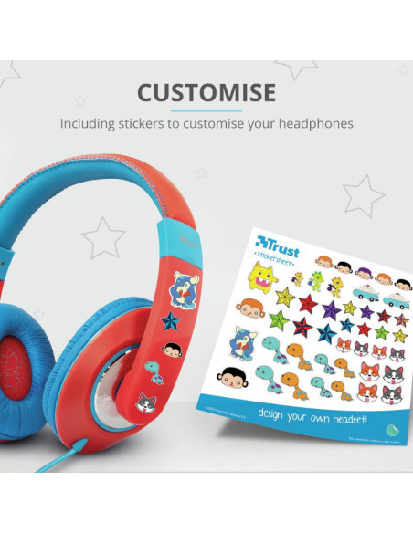 Casti cu microfon Trust Sonin Kids Headphones, rosu,TR-23585